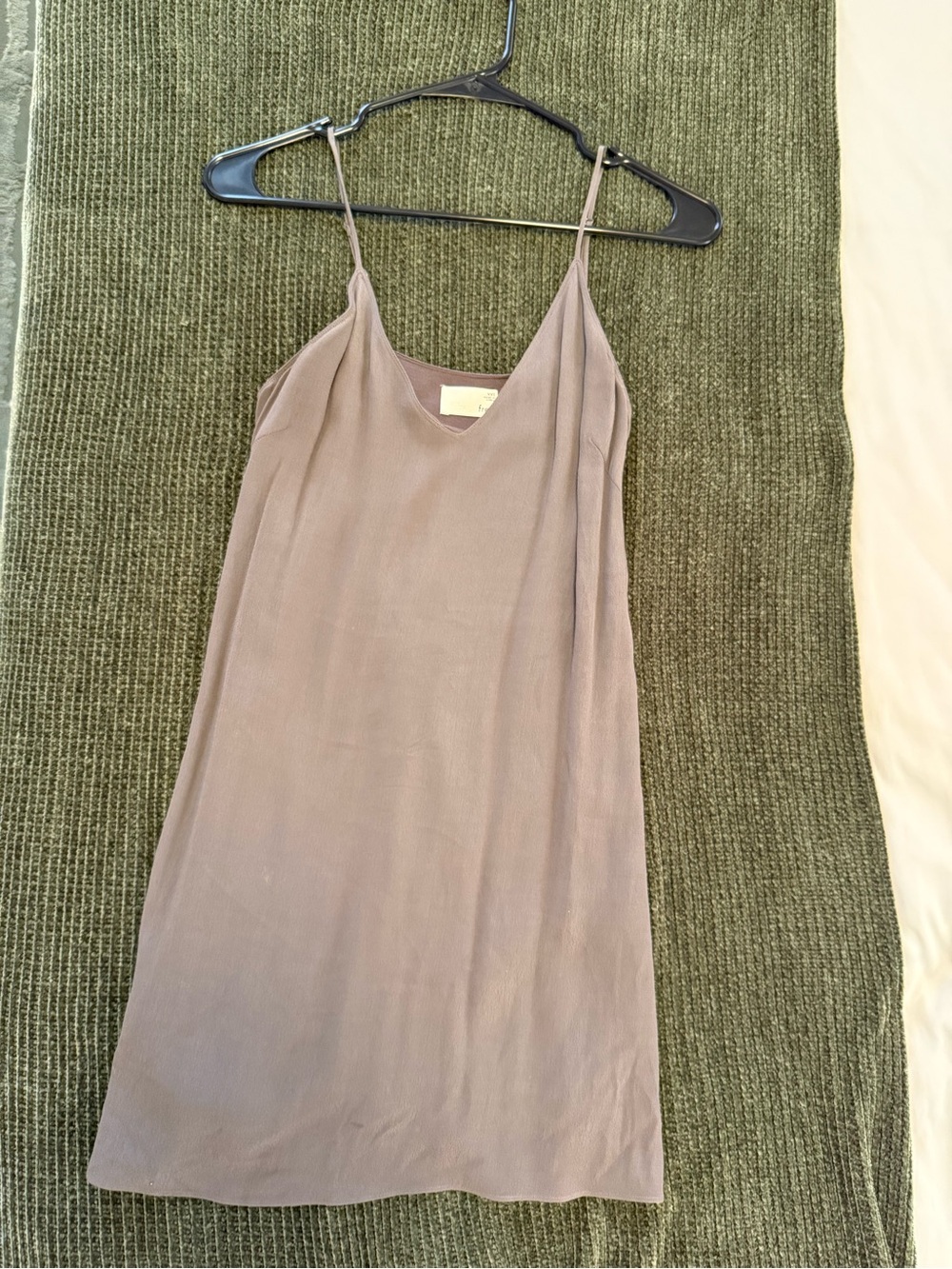 Aritzia Wilfred Free Slip Mini Dress in Taupe